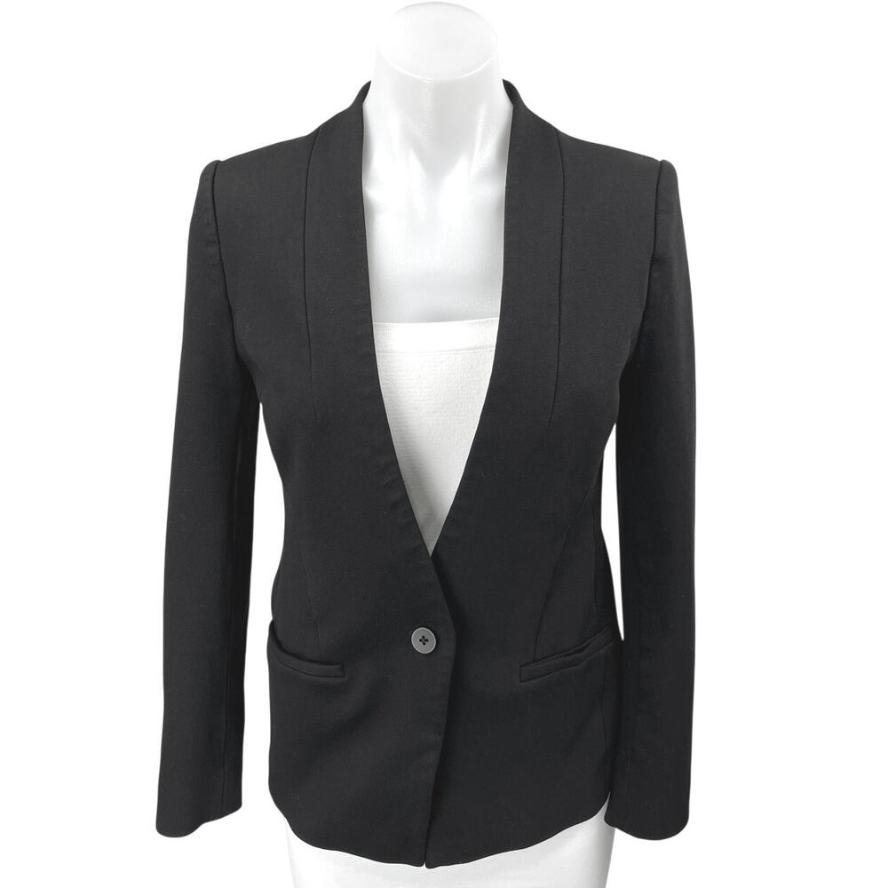 Madewell Women's Black Long Sleeve Collarless Pocket Blazer Coat Suit Jacket 4
